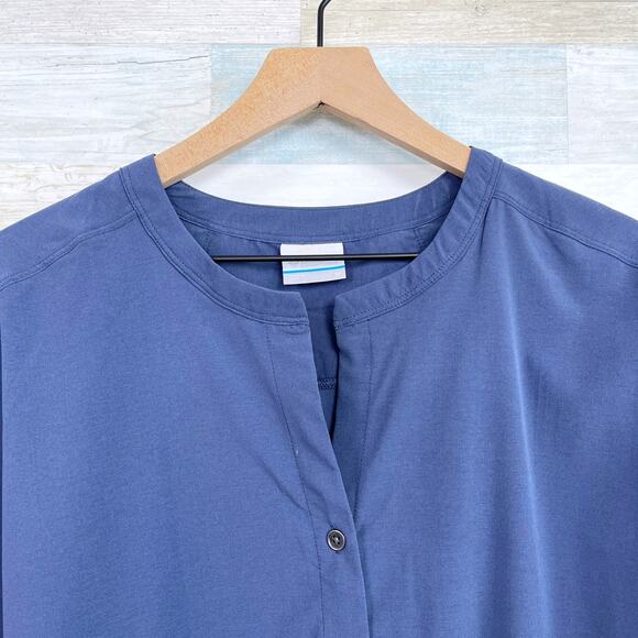 Columbia Firwood Crossing Activewear Shirt Blue Drawstring Waist Womens Medium - Picture 2 of 9